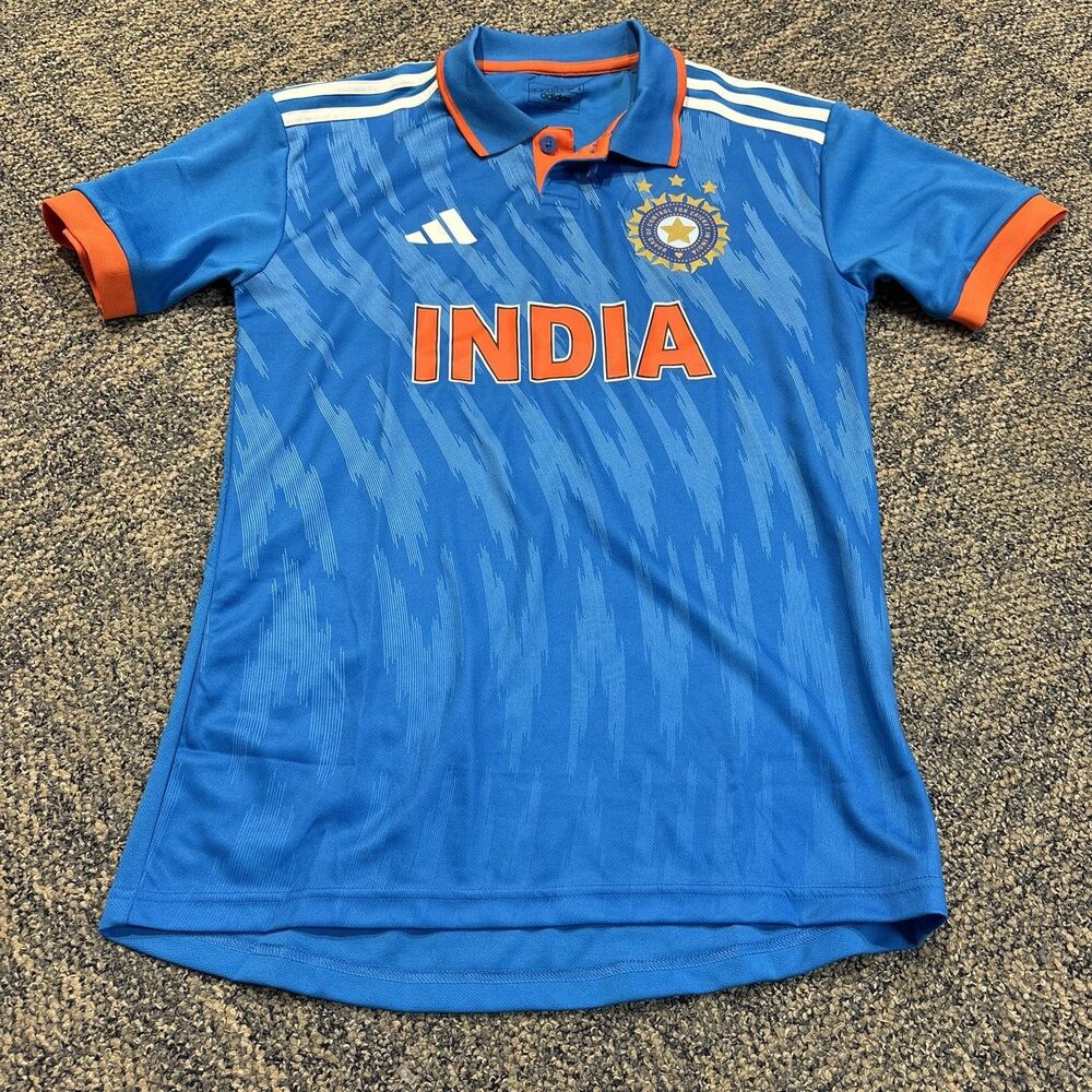 Adidas Polyester India National Cricket Team Shirt Jersey Mens Size S Blue